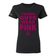 thumbnail image 1 of Wild Bobby Tough Guys Wear Pink Distressed US Flag Breast Cancer Awareness Women Graphic Tee, Black, X-Large, 1 of 5