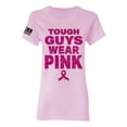 thumbnail image 1 of Wild Bobby Tough Guys Wear Pink Distressed US Flag Breast Cancer Awareness Women Graphic Tee, Light Pink, Large, 1 of 5