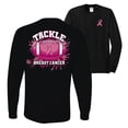 thumbnail image 1 of Wild Bobby Tougher Than Cancer Football Paint Splatters Breast Cancer Awareness Front and Back Mens Long Sleeve Shirt, Black, Small, 1 of 5