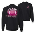 thumbnail image 1 of Wild Bobby Tougher Than Cancer Football Paint Splatters Breast Cancer Awareness Front and Back Unisex Crewneck Sweatshirt, Black, Small, 1 of 5