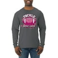 thumbnail image 1 of Wild Bobby Tougher Than Cancer Football Paint Splatters Breast Cancer Awareness Men Long Sleeve Shirt, Charcoal, Medium, 1 of 6