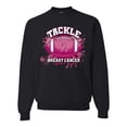 thumbnail image 1 of Wild Bobby Tougher Than Cancer Football Paint Splatters Breast Cancer Awareness Unisex Crewneck Sweatshirt, Black, Small, 1 of 6