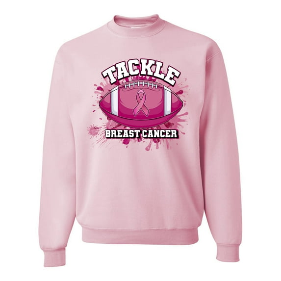 Wild Bobby Tougher Than Cancer Football Paint Splatters Breast Cancer Awareness Unisex Crewneck Sweatshirt, Light Pink, Medium