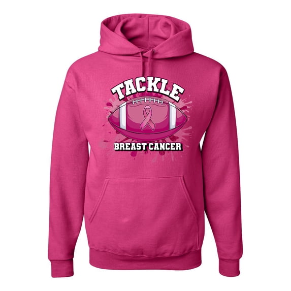 Wild Bobby Tougher Than Cancer Football Paint Splatters Breast Cancer Awareness Unisex Hoodie Sweatshirt, Fuschia, 3X-Large