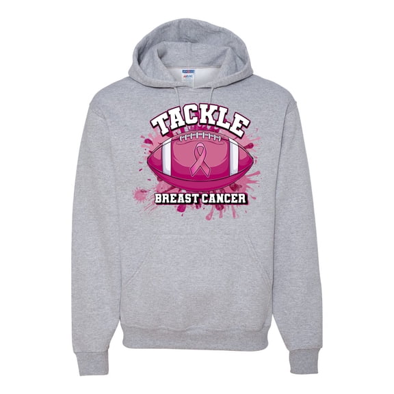 Wild Bobby Tougher Than Cancer Football Paint Splatters Breast Cancer Awareness Unisex Hoodie Sweatshirt, Heather Grey, XX-Large