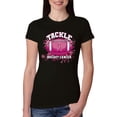 thumbnail image 1 of Wild Bobby Tougher Than Cancer Football Paint Splatters Breast Cancer Awareness Women Slim Fit Junior Tee, Black, Small, 1 of 6