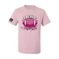 thumbnail image 1 of Wild Bobby Tougher Than Cancer Football Paint Splatters US Flag Breast Cancer Awareness Men Tee, Light Pink, XX-Large, 1 of 5