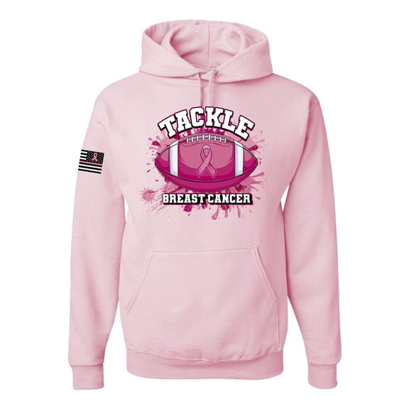 Wild Bobby Tougher Than Cancer Football Paint Splatters US Flag Breast Cancer Awareness Unisex Hoodie Sweatshirt, Light Pink, X-Large