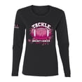 thumbnail image 1 of Wild Bobby Tougher Than Cancer Football Paint Splatters US Flag Breast Cancer Awareness Women Graphic Long Sleeve Tee, Black, Small, 1 of 5