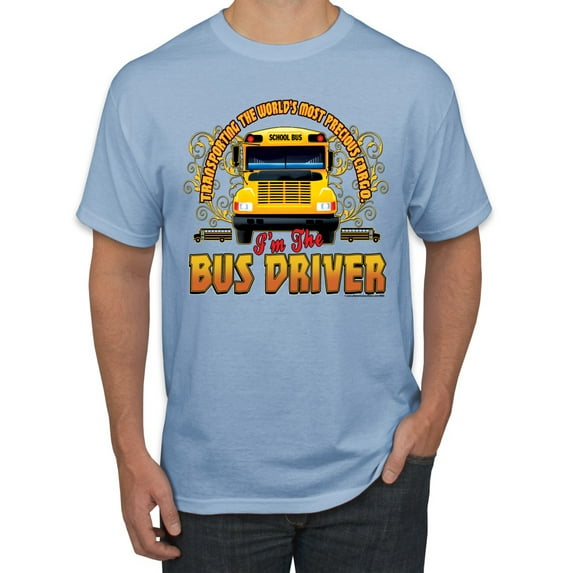 Wild Bobby, Transporting the Worlds Most Precious Cargo Bus Driver Cars and Trucks Men's Graphic T-Shirt, Light Blue, 3X-Large