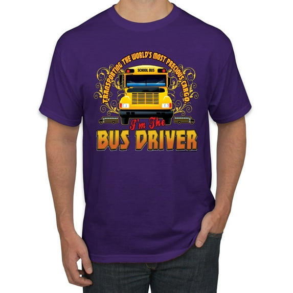 Wild Bobby, Transporting the Worlds Most Precious Cargo Bus Driver Cars and Trucks Men's Graphic T-Shirt, Purple, Large