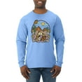 thumbnail image 1 of Wild Bobby Trendy Landscape With Daisies Cactus Monarch Butterfly Nature Lover Men Long Sleeve Shirt, Light Blue, XX-Large, 1 of 6