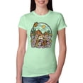 thumbnail image 1 of Wild Bobby Trendy Landscape With Daisies Cactus Monarch Butterfly Nature Lover Women Slim Fit Junior Tee, Mint, Medium, 1 of 6