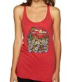 thumbnail image 1 of Wild Bobby Trendy Landscape With Daisies Cactus Monarch Butterfly Nature Lover Women Tri-Blend Racerback Tank Top, Vintage Red, Large, 1 of 6