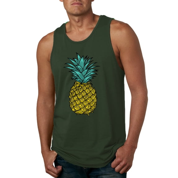 Wild Bobby, Trendy Tropical Pineapple, Fashion, Men Graphic Tank Top, Forest Green, 3X-Large