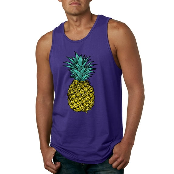 Wild Bobby, Trendy Tropical Pineapple, Fashion, Men Graphic Tank Top, Purple, Medium