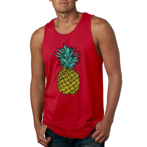 Wild Bobby, Trendy Tropical Pineapple, Fashion, Men Graphic Tank Top, Red, X-Large
