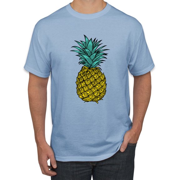 Wild Bobby, Trendy Tropical Pineapple, Fashion, Men Graphic Tee, Light Blue, X-Large