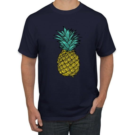 Wild Bobby, Trendy Tropical Pineapple, Fashion, Men Graphic Tee, Navy, 5X-Large