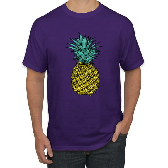 Wild Bobby, Trendy Tropical Pineapple, Fashion, Men Graphic Tee, Purple, Medium