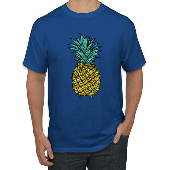 Wild Bobby, Trendy Tropical Pineapple, Fashion, Men Graphic Tee, Royal, Medium