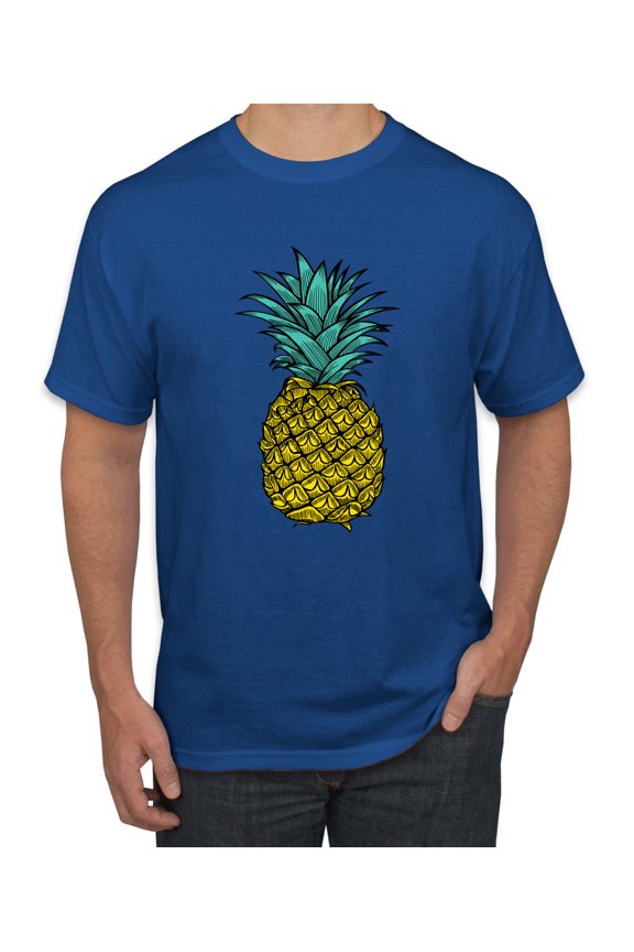 , Trendy Tropical Pineapple, Fashion, Men Graphic Tee, Royal, Medium