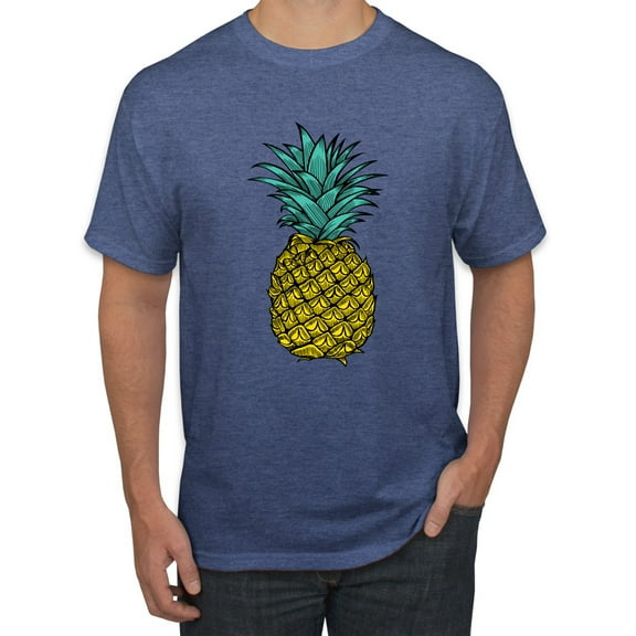 Wild Bobby, Trendy Tropical Pineapple, Fashion, Men Graphic Tee, Vintage Heather Blue, Medium