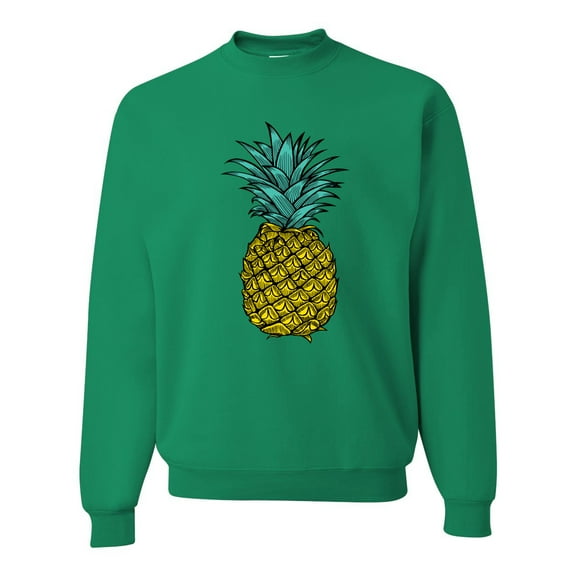Wild Bobby, Trendy Tropical Pineapple, Fashion, Unisex Crewneck Graphic Sweatshirt, Kelly, XX-Large