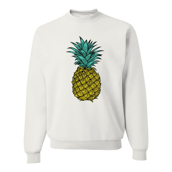 Wild Bobby, Trendy Tropical Pineapple, Fashion, Unisex Crewneck Graphic Sweatshirt, White, X-Large