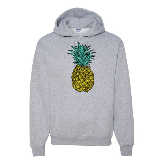 Wild Bobby, Trendy Tropical Pineapple, Fashion, Unisex Graphic Hoodie Sweatshirt, Heather Grey, Large