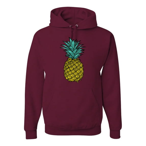 Wild Bobby, Trendy Tropical Pineapple, Fashion, Unisex Graphic Hoodie Sweatshirt, Maroon, 3X-Large