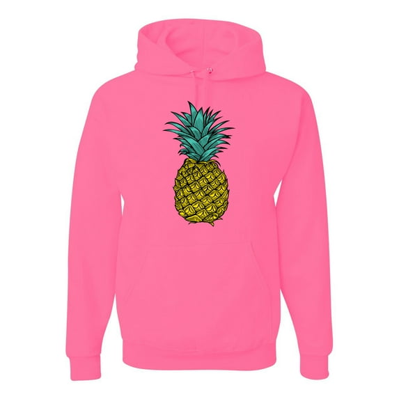 Wild Bobby, Trendy Tropical Pineapple, Fashion, Unisex Graphic Hoodie Sweatshirt, Neon Pink, Small