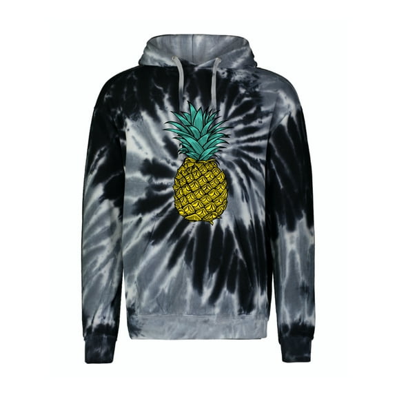 Wild Bobby, Trendy Tropical Pineapple, Fashion, Unisex Graphic Hoodie Sweatshirt, Spiral Black, Medium