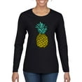 thumbnail image 1 of Wild Bobby, Trendy Tropical Pineapple, Fashion, Women Graphic Long Sleeve Tee, Black, Small, 1 of 4