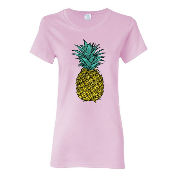 Wild Bobby, Trendy Tropical Pineapple, Fashion, Women Graphic Tee, Light Pink, XX-Large