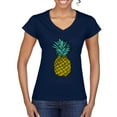 thumbnail image 1 of Wild Bobby, Trendy Tropical Pineapple, Fashion, Women Standard V-Neck Tee, Navy, Large, 1 of 4
