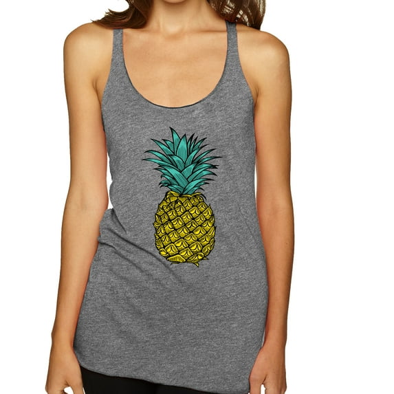 Wild Bobby, Trendy Tropical Pineapple, Fashion, Women Tri-Blend Racerback Tank Top, Premium Heather, Small