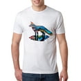 thumbnail image 1 of Wild Bobby, Trippy California Rainbow Neon Wolf Mountain Silhouette | Mens Animal Lover Premium Tri Blend T-Shirt, Heather White, Small, 1 of 4