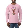 thumbnail image 1 of Wild Bobby, Trippy Colorful Buck Head Rainbow Hunting Deer Mosaic Animal Lover Mens Long Sleeve Shirt, Light Pink, X-Large, 1 of 3