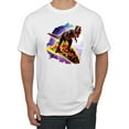 thumbnail image 1 of Wild Bobby, Trippy Galactic T-Rex on Taco, Pop Culture, Men Graphic Tees, White, Medium, 1 of 3