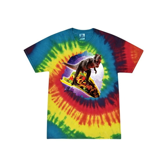 Wild Bobby, Trippy Galactic T-Rex on Taco, Pop Culture, Tie-Dye Tees, Reactive Rainbow, Small