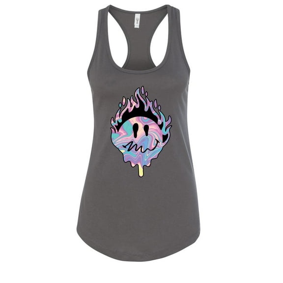 Wild Bobby Trippy Happy Face Women Racerback Tank Top