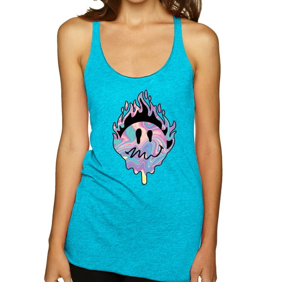 Wild Bobby Trippy Happy Face Women Tri-Blend Racerback Tank Top