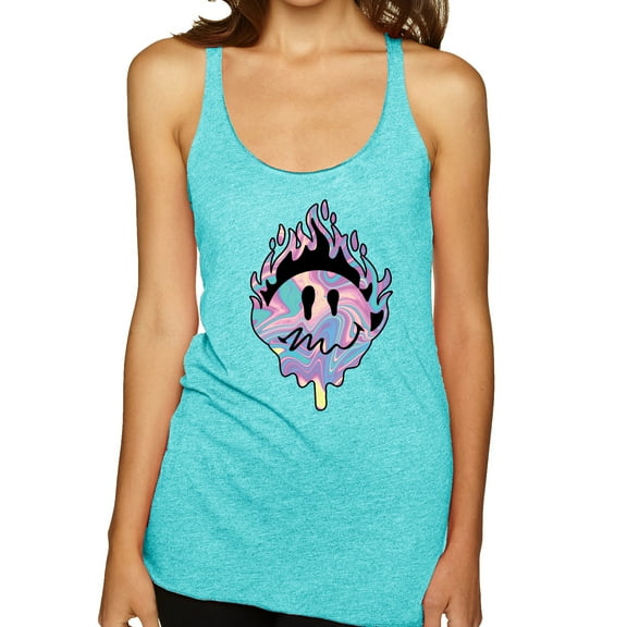Wild Bobby Trippy Happy Face Women Tri-Blend Racerback Tank Top