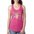 thumbnail image 1 of Trippy Long Horn Cow Skull Fashion Ladies Racerback Tank Top, Raspberry, X-Large, 1 of 1