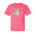 thumbnail image 1 of Wild Bobby,Trippy Long Horn Cow Skull, Streetwear, Garment-Dyed Washed Look Short Sleeve T-Shirt, Neon Pink, 2XL, 1 of 3