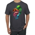 thumbnail image 1 of Wild Bobby, Trippy Neon Melting Skulls Men's Graphic T-Shirt, Charcoal, Medium, 1 of 3