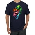 thumbnail image 1 of Wild Bobby, Trippy Neon Melting Skulls Men's Graphic T-Shirt, Navy, X-Large, 1 of 3