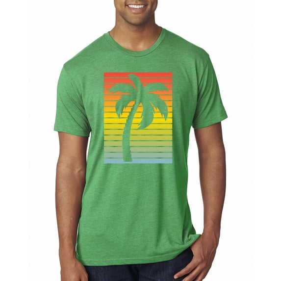 Wild Bobby, Tropical Palm Tree Silhouette | Mens Pop Culture Premium Tri Blend T-Shirt, Envy, X-Large