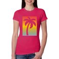 thumbnail image 1 of Wild Bobby, Tropical Palm Tree Silhouette | Womens Pop Culture Slim Fit Junior Tee, Raspberry, Small, 1 of 4